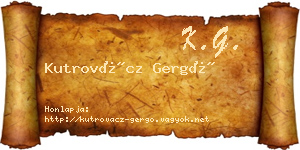 Kutrovácz Gergő névjegykártya